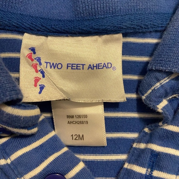 Two Feet Ahead University of Kansas Jayhawks Baby Striped Polo Onesie 12 Months - Picture 5 of 6